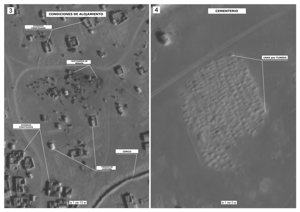 Imágenes satelitales del campamento Rukban, en la parte derecha aparecen tumbas - Sputnik Mundo