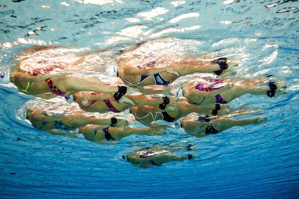 ¡Como peces en el agua! Así se entrena el equipo femenino ruso de natación sincronizada ¡Como peces en el agua! Así se entrena el equipo femenino ruso de natación sincronizada - Sputnik Mundo