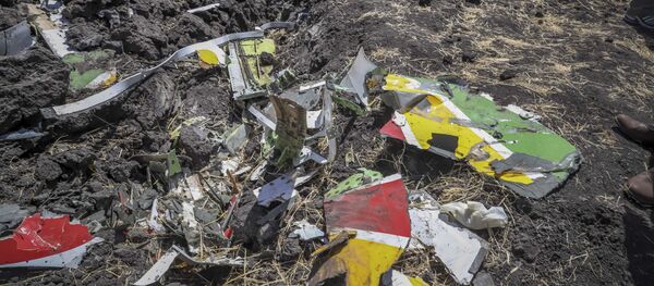 Обломки на месте крушения самолета авиакомпании Ethiopian Airlines - Sputnik Mundo