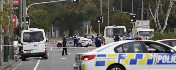 La policía en el lugar del tiroteo en Nueva Zelanda - Sputnik Mundo