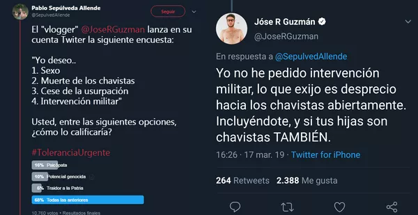 Respuesta de José R Guzmán al tweet de Sepulveda Respuesta de José R Guzmán al tweet de Sepulveda - Sputnik Mundo