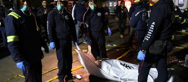 Bomberos en el lugar del accidente de tránsito en Guatemala Bomberos en el lugar del accidente de tránsito en Guatemala - Sputnik Mundo