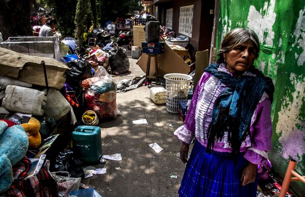 Mujer de la comunidad Otomí desalojada de la de antigua embajada de la República Española en Ciudad de México. - Sputnik Mundo