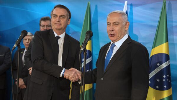 El presidente de Brasil, Jair Bolsonaro, y el primer ministro israelí, Benjamín Netanyahu - Sputnik Mundo