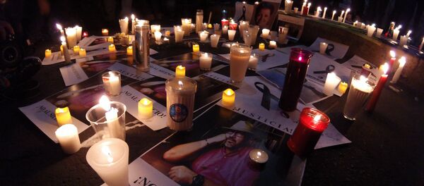 Manifestación en 2017 en la Secretaria de Gobernación por el asesinato de Javier Valdez, periodista mexicano, en Culiacán, Sinaloa - Sputnik Mundo