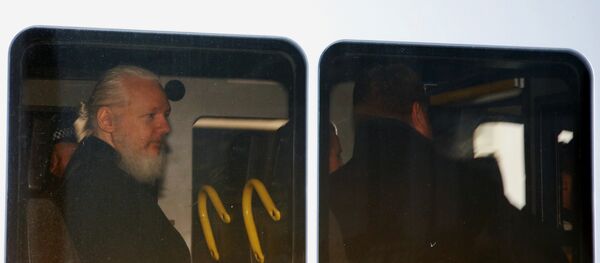 Julian Assange, fundador de WikiLeaks tras su detención por la Policía británica - Sputnik Mundo