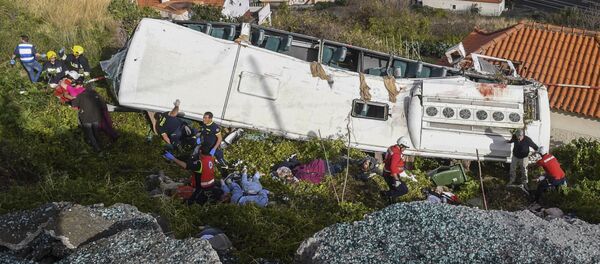 Las imágenes del autobús siniestrado en Portugal - Sputnik Mundo