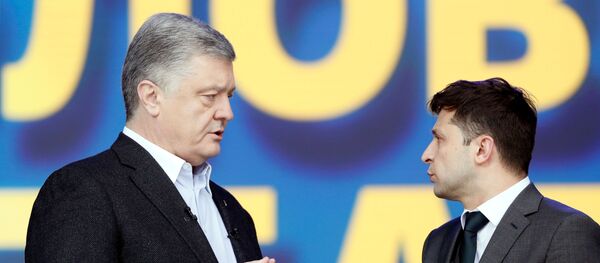 El presidente actual de Ucrania, Petró Poroshenko, y el candidato a la presidencia de Ucrania, Volodímir Zelenski - Sputnik Mundo