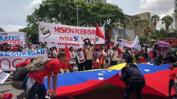 La marcha chavista en Caracas, Venezuela