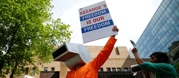 Protestas a favor del fundador de WikiLeaks, Julian Assange - Sputnik Mundo