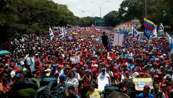 La marcha chavista en Caracas, Venezuela