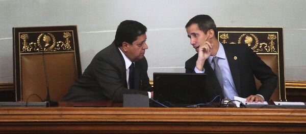 Edgar Zambrano, vicepresidente de la Asamblea Nacional de Venezuela, y Juan Guaidó, líder opositor venezolano Edgar Zambrano, vicepresidente de la Asamblea Nacional de Venezuela, y Juan Guaidó, líder opositor venezolano - Sputnik Mundo