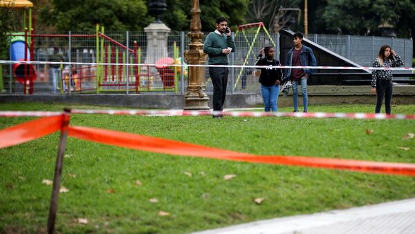 La escena del crimen cerca del Congreso de Argentina, en Buenos Aires, donde fue asesinado un asesor parlamentario y gravemente herido un diputado - Sputnik Mundo