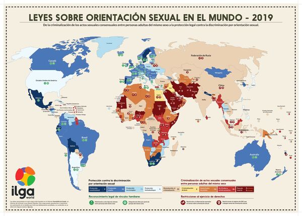 Mapamundi de la homofobia de Estado 2019 (clic para expandir) Mapamundi de la homofobia de Estado 2019 (clic para expandir) - Sputnik Mundo