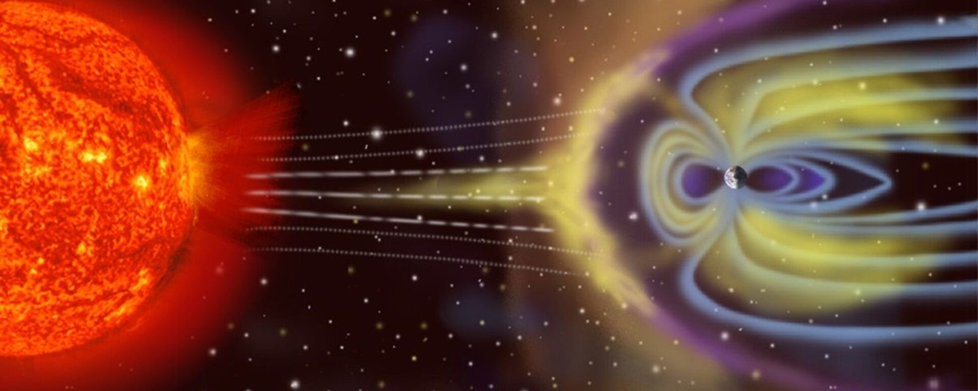 El campo magnético de la Tierra, ilustración - Sputnik Mundo, 1920, 16.10.2024