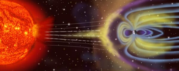 El campo magnético de la Tierra, ilustración - Sputnik Mundo