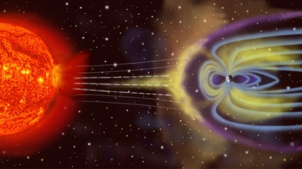 El campo magnético de la Tierra, ilustración - Sputnik Mundo