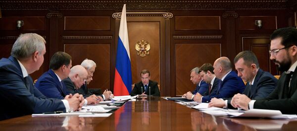 Dmitri Medvédev, primer ministro ruso, en una reunión sobre el desarrollo de la corporación espacial rusa Roscosmos - Sputnik Mundo