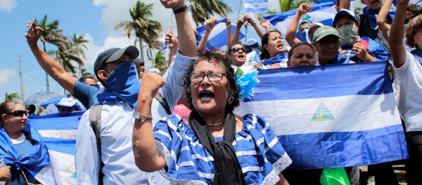 Manifestantes en Nicaragua Manifestantes en Nicaragua - Sputnik Mundo