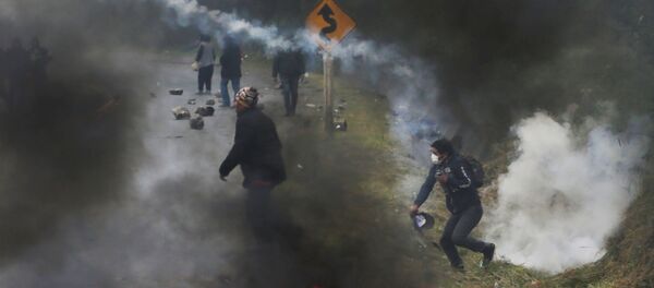 Bloqueo de la carretera por productores de coca en Bolivia Bloqueo de la carretera por productores de coca en Bolivia - Sputnik Mundo