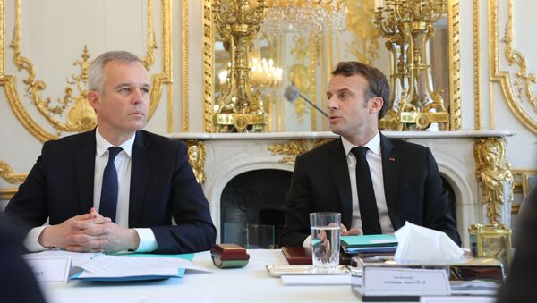El Ministro de Ecología de Francia, Francois de Rugy, y el presidente galo, Emmanuel Macron - Sputnik Mundo