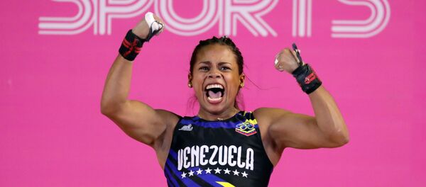 Génesis Rodríguez, deportista venezolana, tras vencer en halterofilia en Juegos Panamericanos Lima 2019, el 28 de julio de 2019 - Sputnik Mundo