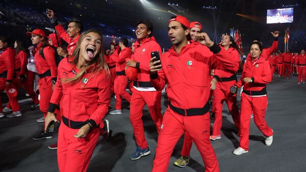 La delegación mexicana durante la ceremonia de inauguración de los Panamericanos 2019 en Lima - Sputnik Mundo