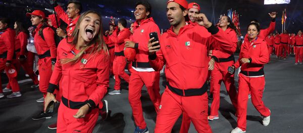 La delegación mexicana durante la ceremonia de inauguración de los Panamericanos 2019 en Lima - Sputnik Mundo