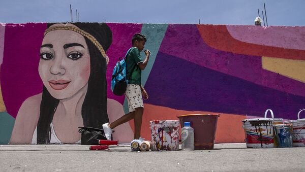 Mural dedicado a Pamela Gallardo Volante, desaparecida en la ciudad de México el 4 de noviembre de 2017 - Sputnik Mundo