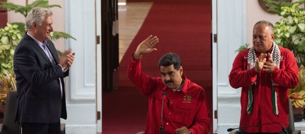 Miguel Díaz-Canel, presidente de Cuba, Nicolás Maduro, presidente de Venezuela, y Diosdado Cabello, presidente de la ANC de Venezuela - Sputnik Mundo