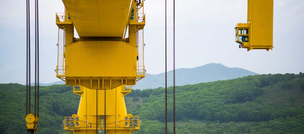 La cabina del operador de la supergrúa Goliat en el astillero Zvezda - Sputnik Mundo