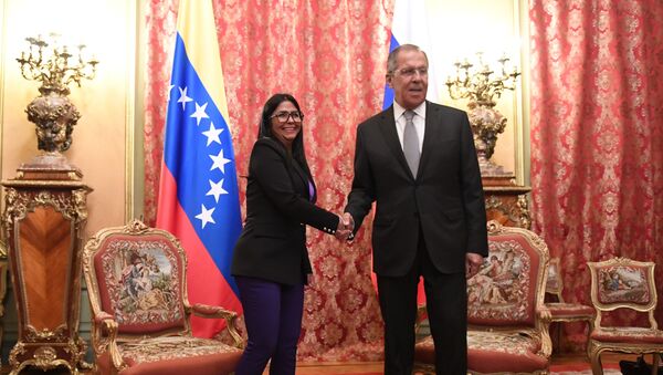 La vicepresidenta de Venezuela, Delcy Rodríguez y el canciller ruso, Serguéi Lavrov La vicepresidenta de Venezuela, Delcy Rodríguez y el canciller ruso, Serguéi Lavrov - Sputnik Mundo