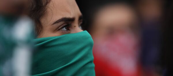 Participante de la marcha feminista en Ciudad de México - Sputnik Mundo