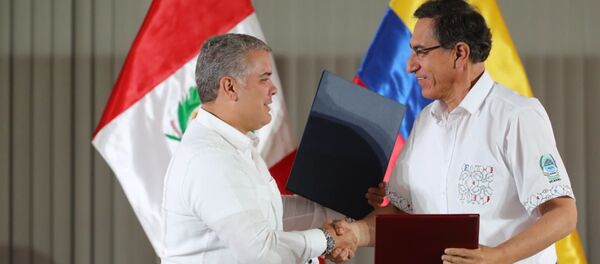 Presidente de Colombia, Iván Duque, y presidente de Perú, Martín Vizcarra - Sputnik Mundo