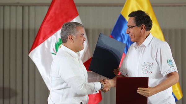 Presidente de Colombia, Iván Duque, y presidente de Perú, Martín Vizcarra - Sputnik Mundo