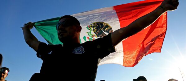 Un hombre con la bandera de México Un hombre con la bandera de México - Sputnik Mundo