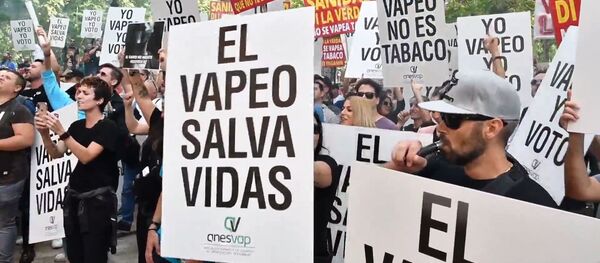 Los 'vapeadores' protestan contra la campaña antitabaco en Madrid - Sputnik Mundo
