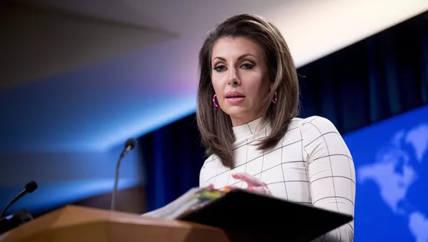 Morgan Ortagus, portavoz del Departamento de Estado de EEUU