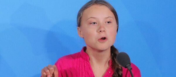Greta Thunberg durante su discurso en la Cumbre de Acción Climática de la ONU - Sputnik Mundo
