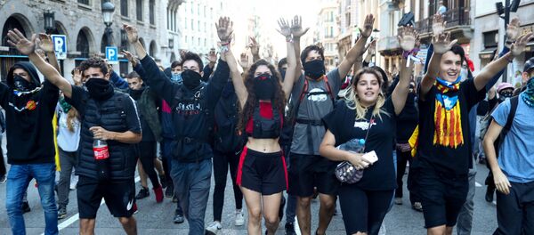 Protesta estudiantil en Barcelona - Sputnik Mundo