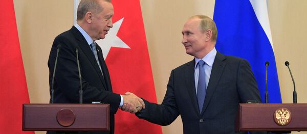 El presidente de Turquía, Recep Tayyip Erdogan, y el presidente de Rusia, Vladímir Putin  - Sputnik Mundo