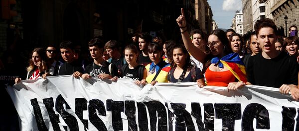 Una huelga de estudiantes en Barcelona (archivo) - Sputnik Mundo