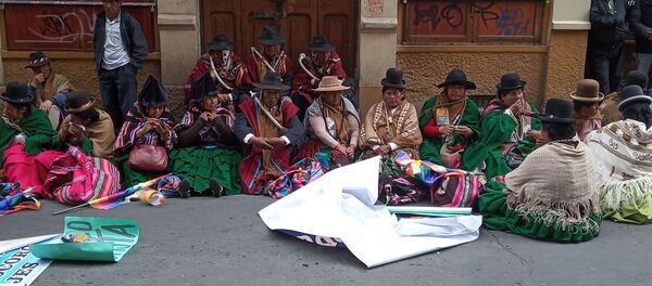 Movimientos sociales en la sede de Gobierno en La Paz para defender la victoria de Evo Morales - Sputnik Mundo