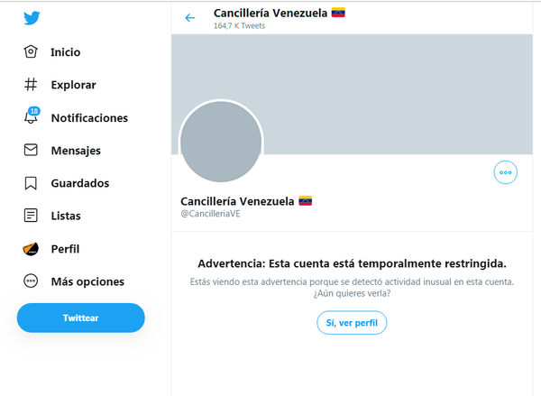 Twitter restringe cuenta de la Cancillería de Venezuela - Sputnik Mundo