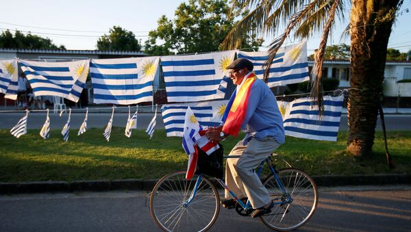 Banderas de Uruguay y del partido Frente Amplio - Sputnik Mundo