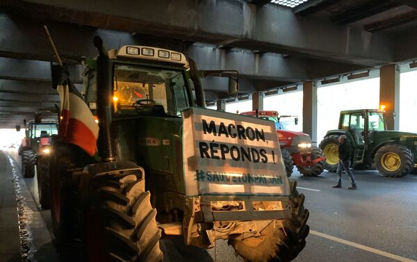 Protesta de agricultores en París Protesta de agricultores en París - Sputnik Mundo