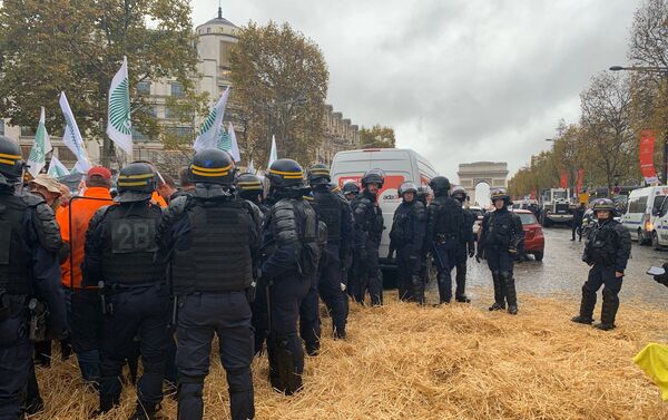 Protesta de agricultores en París Protesta de agricultores en París - Sputnik Mundo