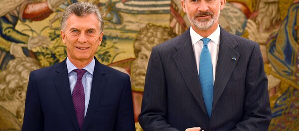 El presidente argentino, Mauricio Macri, y el rey de España, Felipe VI - Sputnik Mundo