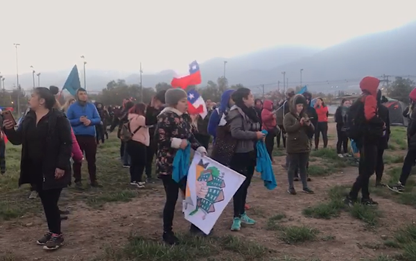 Toma simbólica de terrenos de Lo Hermida, comuna de Peñalolén, Santiago de Chile, el 11 de noviembre - Sputnik Mundo