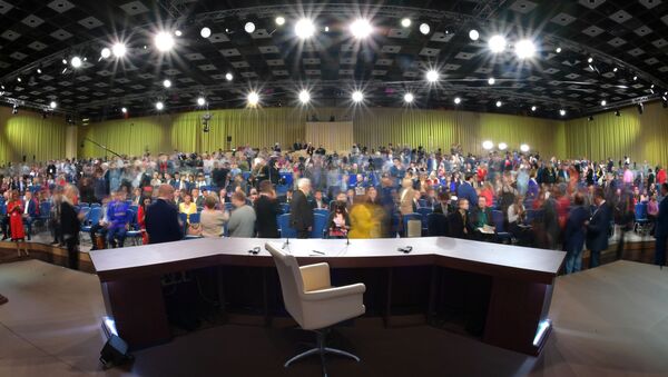 La gran rueda de prensa 2019 de Vladímir Putin  - Sputnik Mundo